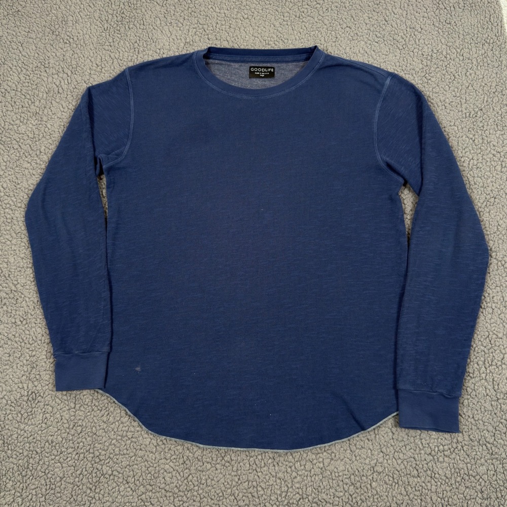 Goodlife Shirt Mens Large Blue Long Sleeve Tri-Blend Scallop Tee Crew Neck USA
